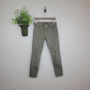 AF 6 Abercrombie & Fitch Harper Super Skinny Jeans Green Ripped Knee Raw Hem NEW